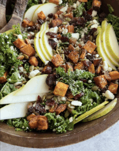 Kale Salad with Roasted Sweet Potatoes