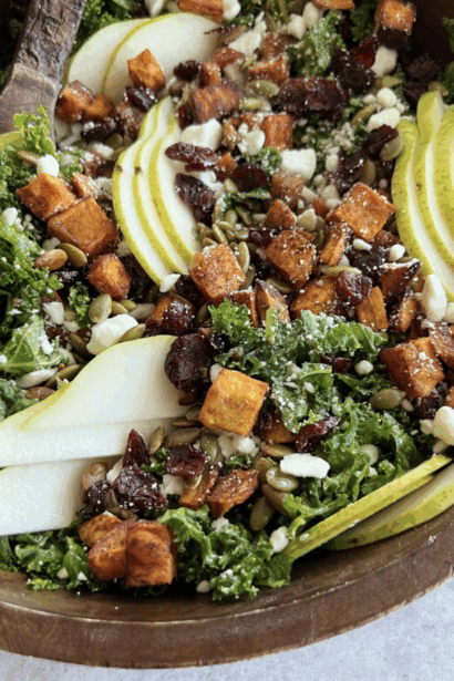 Kale Salad with Roasted Sweet Potatoes