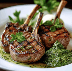 Grilled Lamb Chops with Mint Sauce