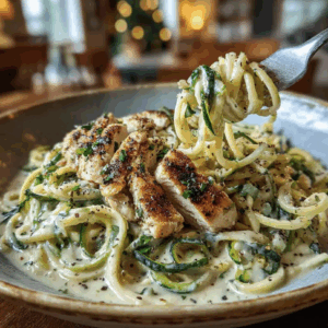 Keto Chicken Alfredo with Zucchini Noodles