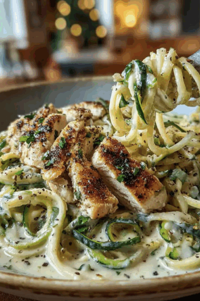 Keto Chicken Alfredo with Zucchini Noodles
