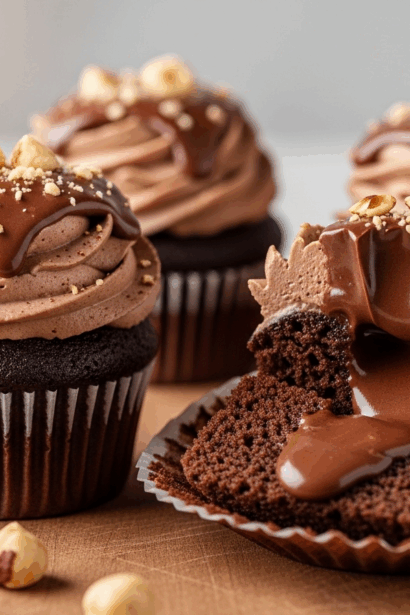 Nutella-Filled Chocolate Cupcakes