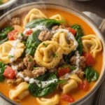Sausage Spinach Tortellini Soup