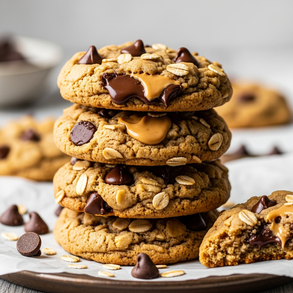 Peanut Butter Oatmeal Chocolate Chip Cookies