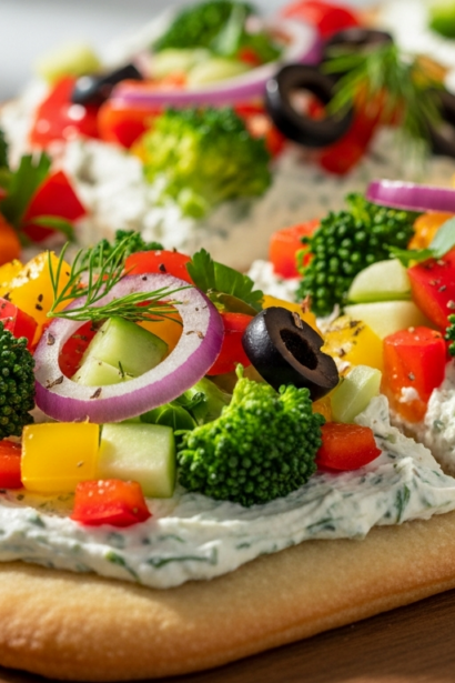 Vegetable Cream Cheese Pizza