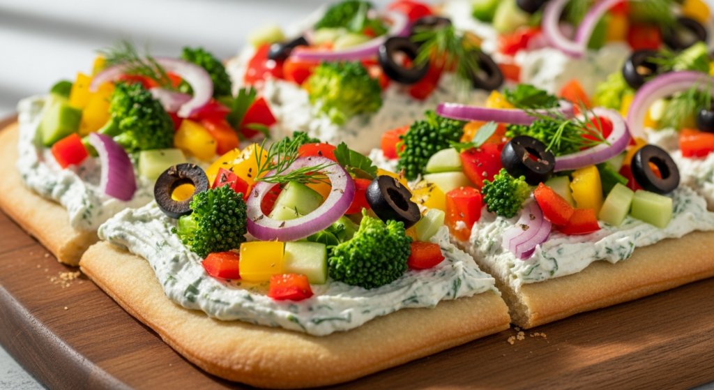 Vegetable Cream Cheese Pizza