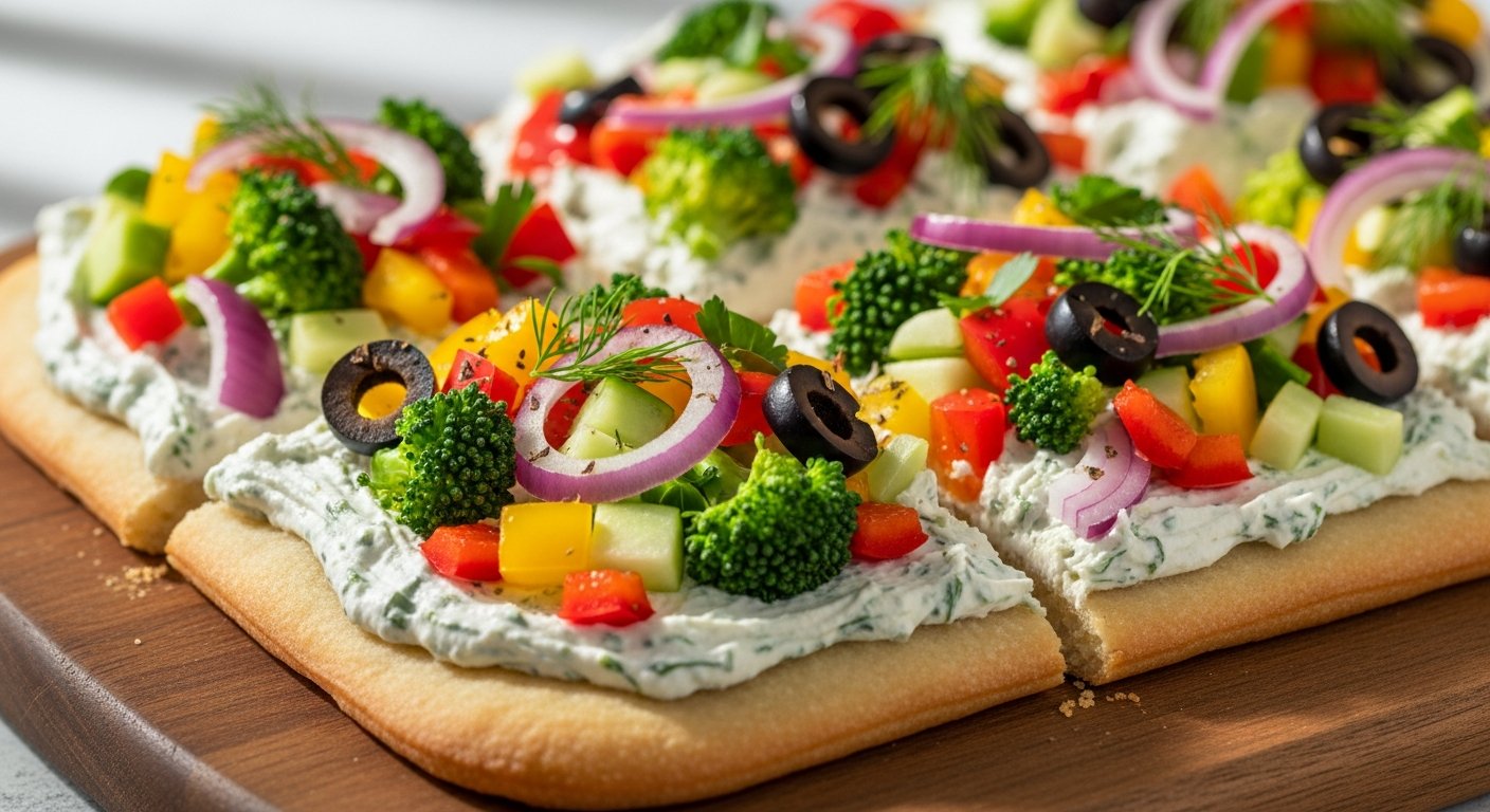 Vegetable Cream Cheese Pizza