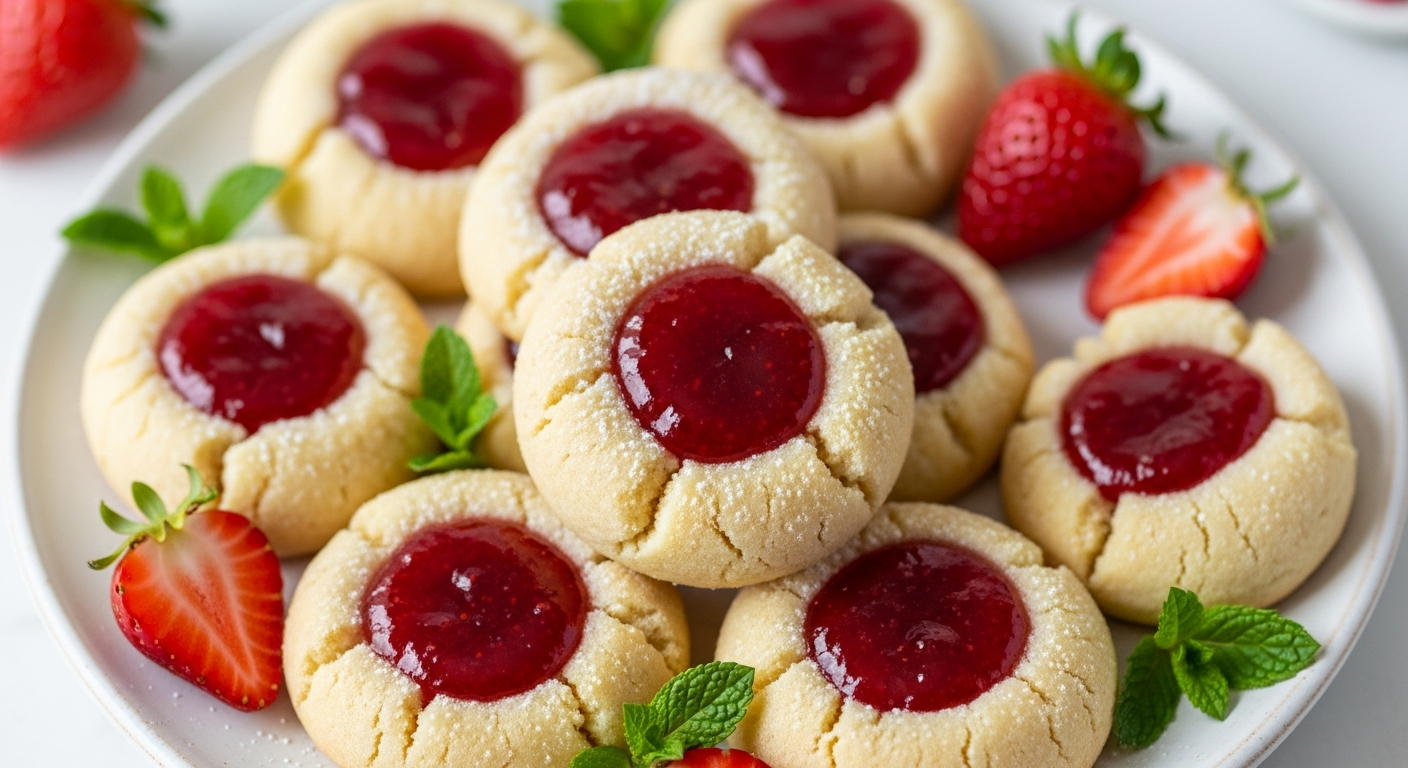 Strawberry Thumbprint Cookies