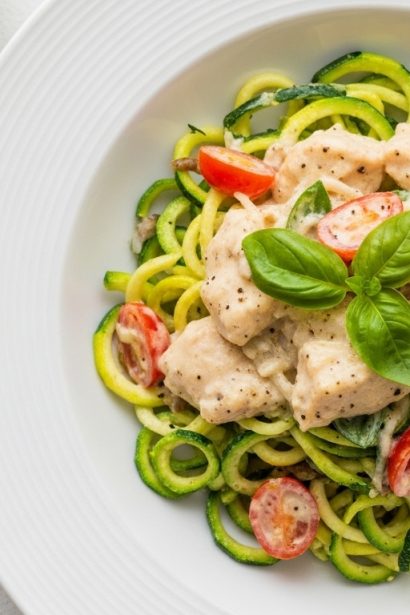 Chicken Alfredo with Zucchini Noodles