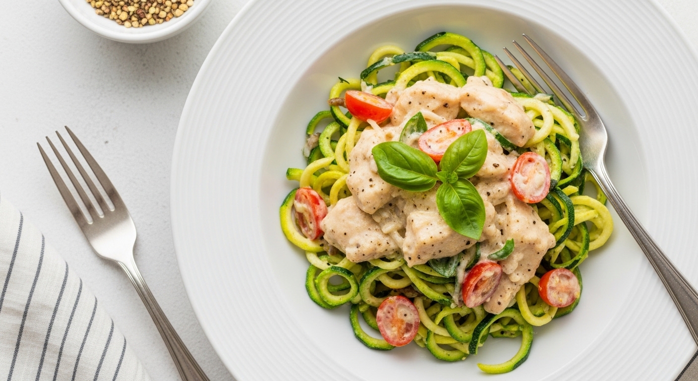 Chicken Alfredo with Zucchini Noodles