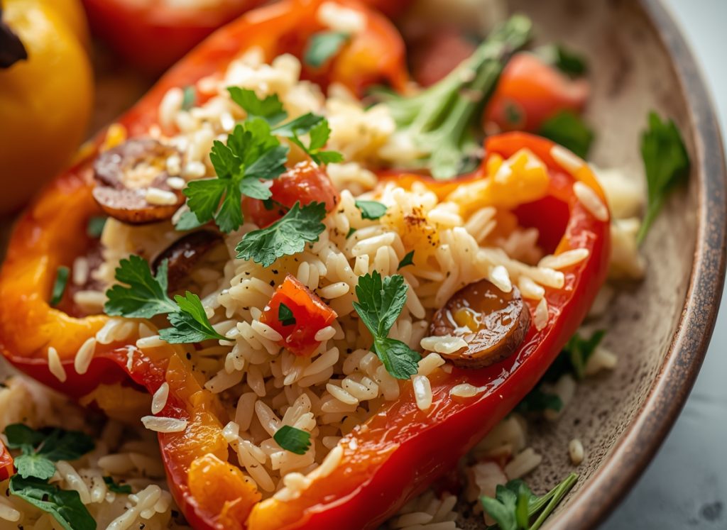 Bell Peppers with Cauliflower Rice