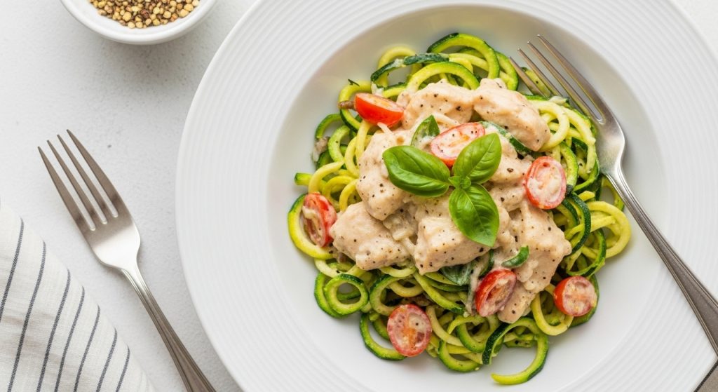 Chicken Alfredo with Zucchini Noodles